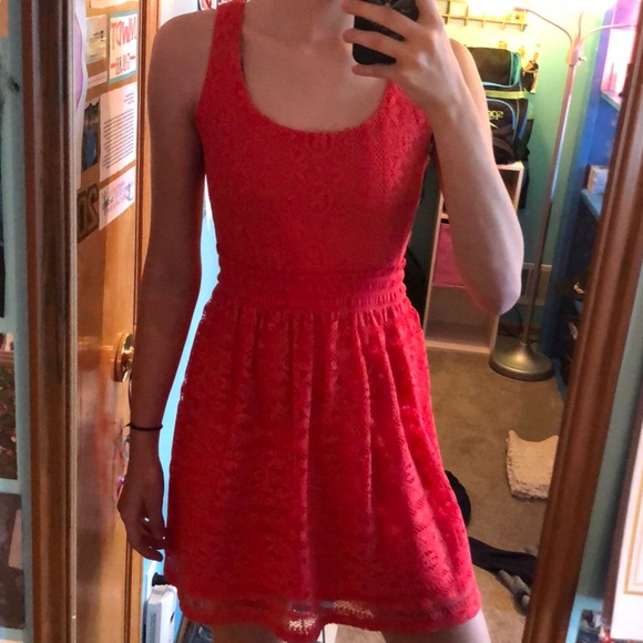 Lily Star Bright Red Lace Skater Dress - Picture 3 of 8